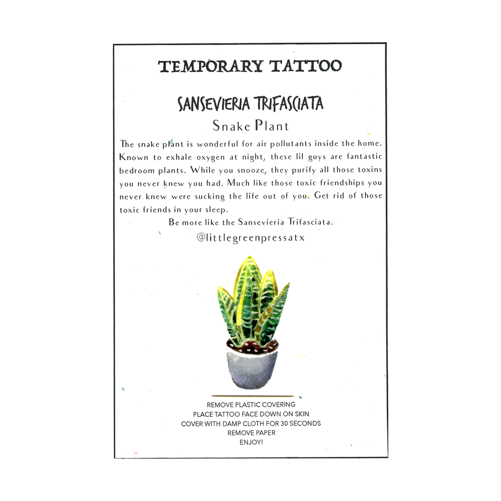sansevieria tattoo Sansevieria Trifasciata Temporary Tattoo — Little Green Press ATX